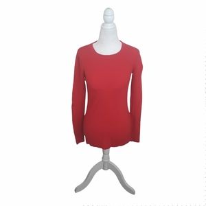 J. Crew XS Red Merino Wool Blend Ribbed Crew-Neck Long Sleeve Sweater
